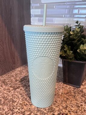 **RARE** Starbucks Mint Green Studded Tumbler with Straw